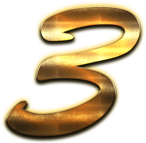 3 Number Golden Png