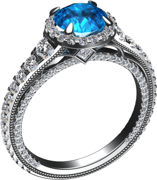 00 Carat Natural Blue Topaz And Diamond Ring Style Ring