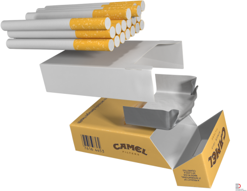 2 Opened Cigarettes Pack Camel Royalty free 3d Model Cigarette Pack