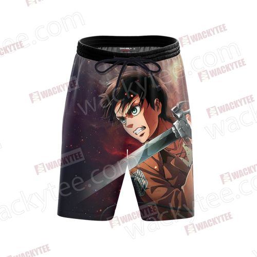 Attack On Titan Eren Jaeger 3d Beach Shorts Fullprinted Board Short