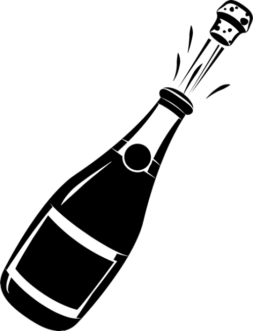 Banner Black And White Library Champagne Bottle Clipart