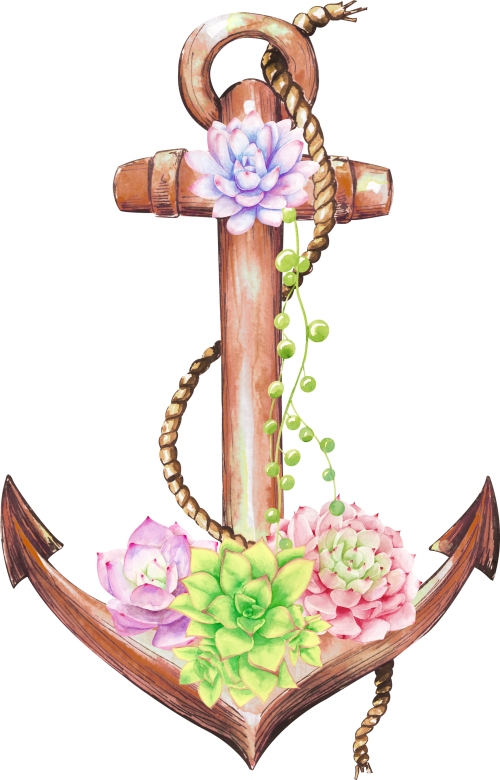 Anchor Clipart Flower Clipart Watercolor Clipart Watercolor Anchor With Flowers Png