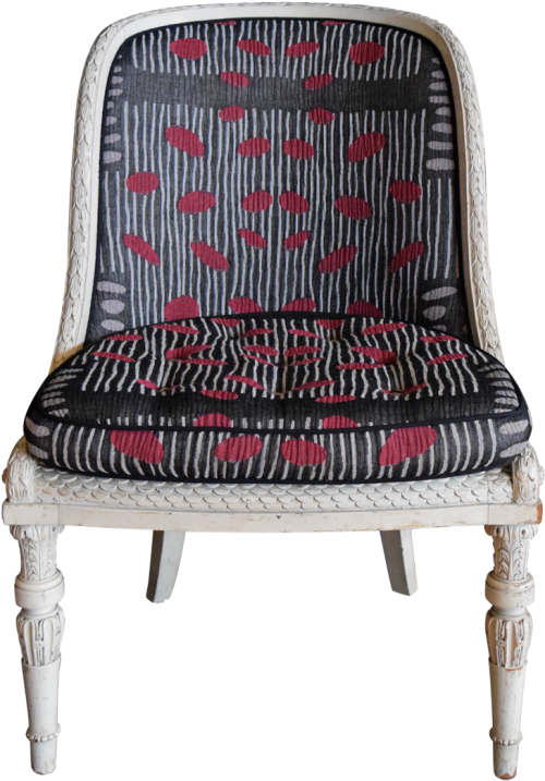 Antique Occasional Chair With Japanese Fabric Upholstery Chair