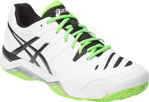 Asics Challenger 10 Clay E505y 0193 Whitesilvergreenblack Asics Shoes Tennis Black And White