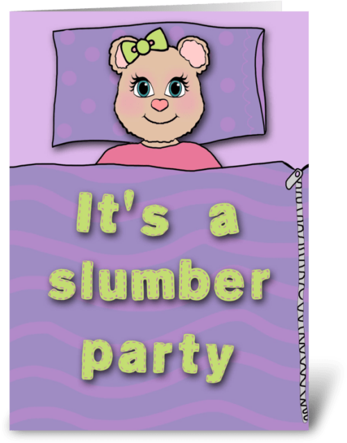 Bear Slumber Party Invitation Greeting Card Girl's Slumber Party Invitation With Cute Bear Card