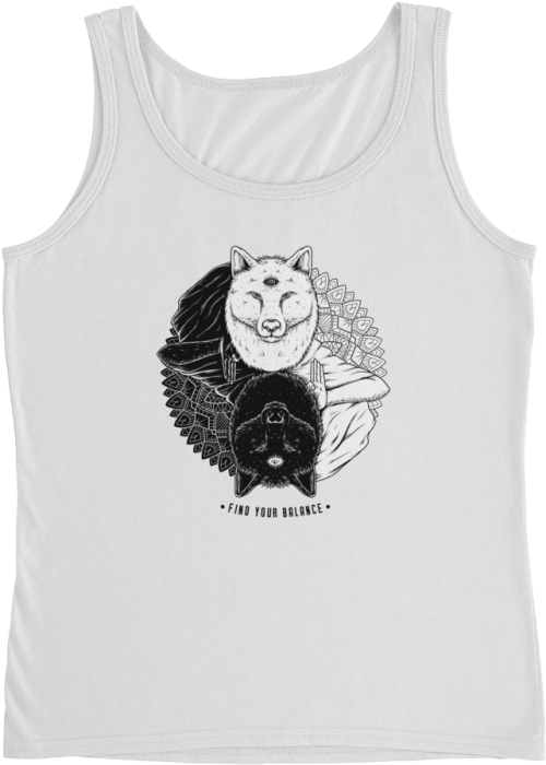 Yin And Yang Wolf Ladies' Tank Top Crop Top