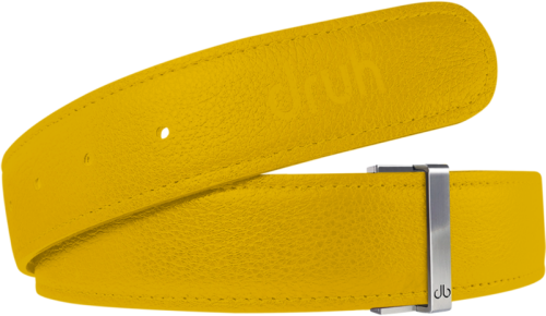 Yellow Full Grain Textured Leather Belt Belt