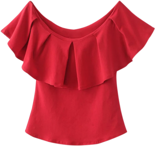 Zaful Off The Shoulder Ruffles Top Top Rojo De Un Hombro