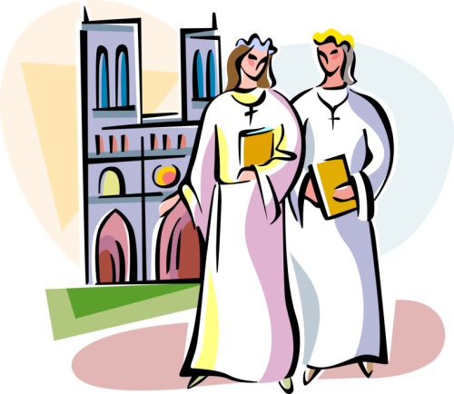 Vector Illustration Of Roman Catholic Girls In France