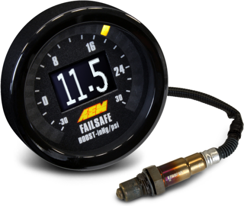 Wideband Uego Airfuel Controllers Aem 30 4900 Wideband Airfuel And Boost Failsafe Gauge