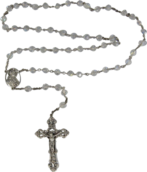 Vintage Italian Sterling Silver Rosary Beads Transparent Background