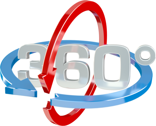 360 Degrees With Double Circles Transparent Background Rendering