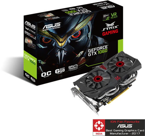 Asus Strix Geforce Gtx 1060 Oc Edition 6gb Gddr5 Gaming Vga Asus Strix Gtx1060 Dc2o6g