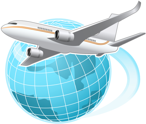 Vector Transparent Download Airplane Vacation Clipart Globe With Airplane Png