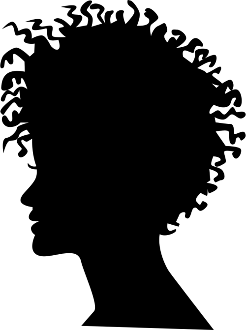 Woman Head Silhouette With Short Curled Hair Style Look At Me Round Ornament