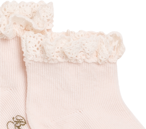 Baby Socks With Lace Milk White Lace