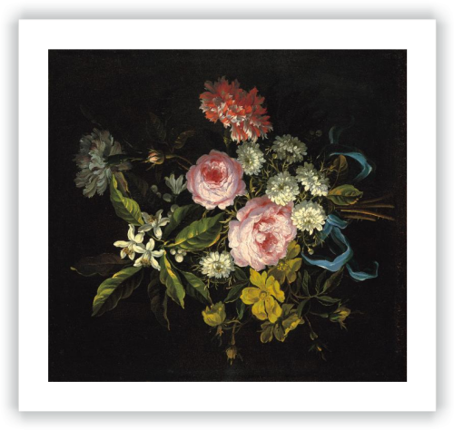 A Bouquet Of Chamomile, French Roses, Single Yellow Giclee Painting Monnoyer's Bouquet Of Chamom