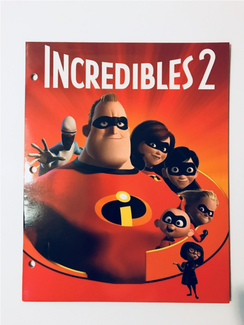 25 Pcs Disney Pixar's The Incredibles 2 Portfolio Folder Incredibles 2 Folder