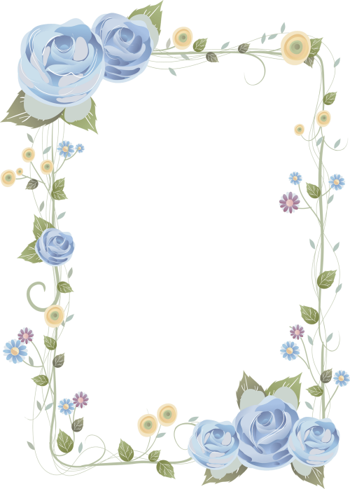 Blue Rose Frame Blue Floral Border Background