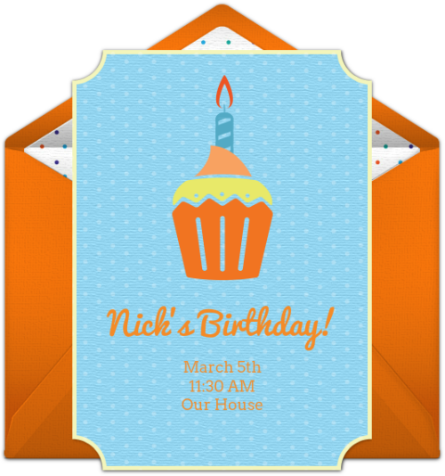 Birthday Cupcake Online Invitation Illustration