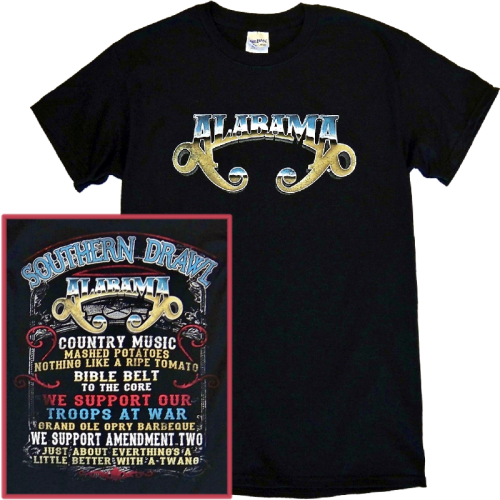 Alabama Black Tee Southern Drawl Lyrics Alabama Southern Drawl Lyrics